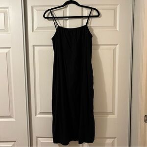 A New Day Linen Spaghetti Strap Dress, Black, Size S